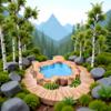 1Pc Blue Miniature Mini Water Pool Made Resin DIY Miniature Mini Water Pool Fairy Garden Lawn Ornament for Mountain Dollhouse Decor Craft Garden Sculptures and Statues Size: 4.1 * 1.0cm view 4