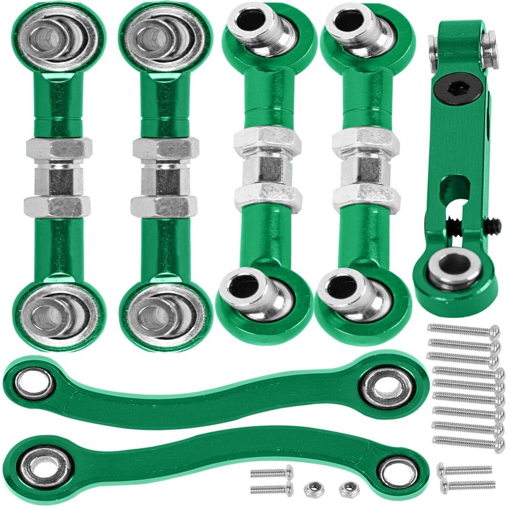 hopsupRC RC Aluminum Metal Turnbuckle Camber Links Toe Links with Rod Ends Steering Linkage Set Upgrade Parts for 1/18 LaTrax Teton,Desert Prerunner.Green(Replace 7636)