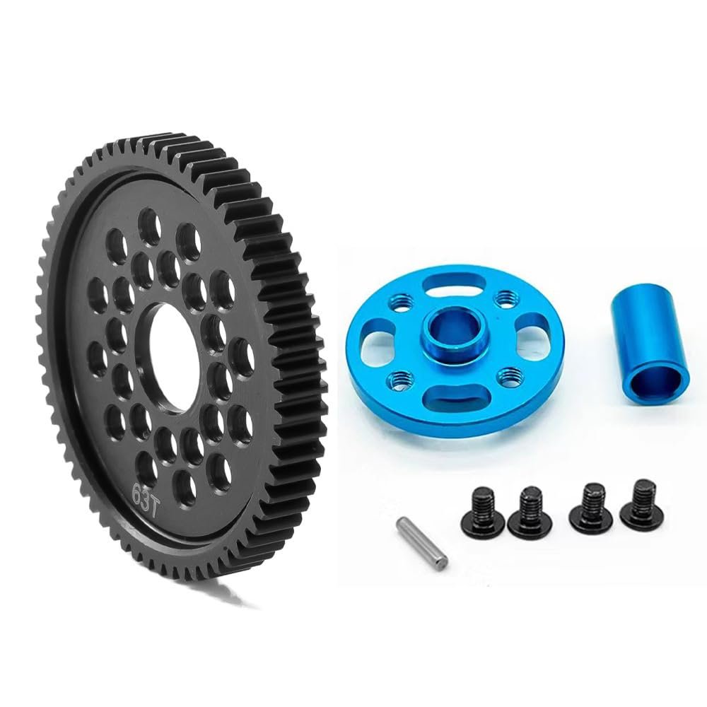 ZLiT 63T 64T 66T 71T High Speed Spur Pinion Gear Set for Tamiya TT02 TT-02 1/10 RC Car (63T)