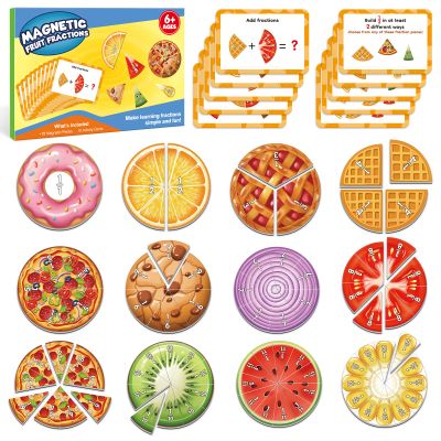 Aizweb Magnetic Fraction Tiles & Circles Set,Bars,Magnetic Fraction Educational Puzzle,Montessori Math Manipulatives,Fraction Learning Games for Elementary Classroom Homeschool Supplies