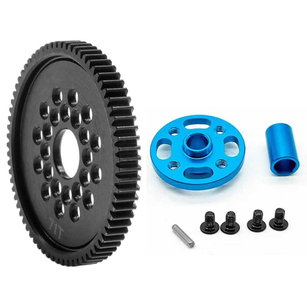 ZLiT 63T 64T 66T 71T High Speed Spur Pinion Gear Set for Tamiya TT02 TT-02 1/10 RC Car (71T)