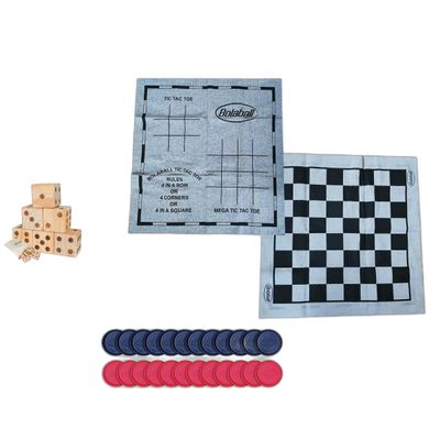 Bolaball Outdoor Giant Games Bundle Giant Wooden Dice Set + 3-in-1 Tic Tac Toe & Jumbo Checkers Game Set