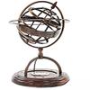 ANTIQUE AURA Brass Armillary Sphere 11" w/Compass & Wood Base Globe Table Top Nautical Decor. view 1