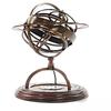 ANTIQUE AURA Brass Armillary Sphere 11" w/Compass & Wood Base Globe Table Top Nautical Decor. view 3