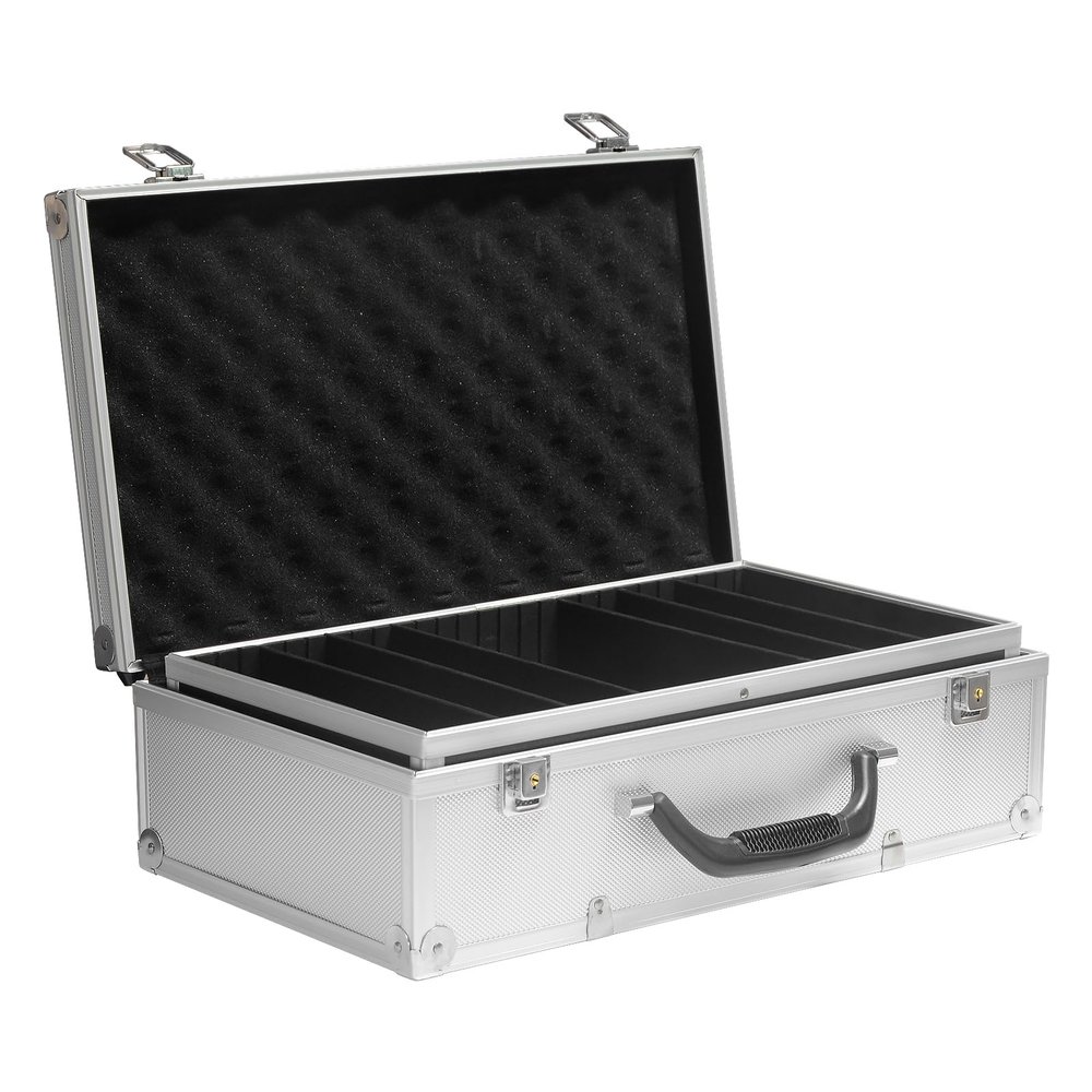 Poker Chip Case Double Layer Aluminum Case Professional Texas Hold'em Poker Chip Storage Solution Durable Construction for Optimal Protection for Tournaments Poker Games (600pcs Chips Capacity)