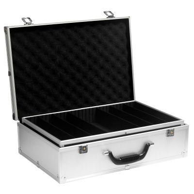 Poker Chip Case Double Layer Aluminum Case Professional Texas Hold'em Poker Chip Storage Solution Durable Construction for Optimal Protection for Tournaments Poker Games (1000pcs Chips Capacity)