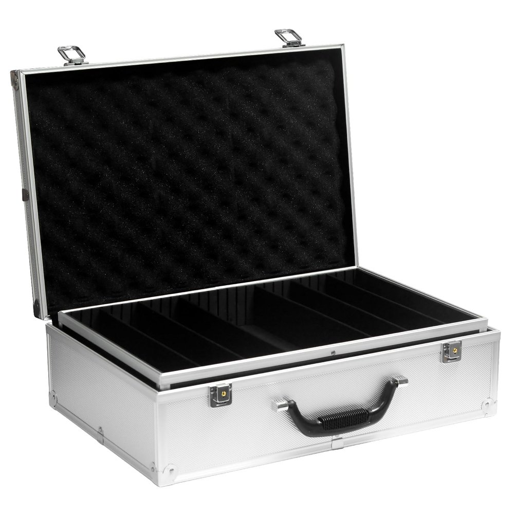 Poker Chip Case Double Layer Aluminum Case Professional Texas Hold'em Poker Chip Storage Solution Durable Construction for Optimal Protection for Tournaments Poker Games (1000pcs Chips Capacity)