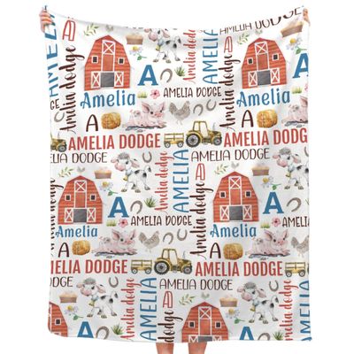 Personalized Farm Blanket Gifts Super Soft Lightweight Custom Flannel Blanket Baby Blankets Throw for Infants Toddlers Boys Girls, Suitable for Couch Sofa Bed All Seasons 30"x40" for Baby