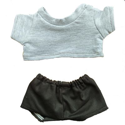 20cm Plush Doll Clothes Plushie Clothes T-Shirt + Shorts Pant 7.8 inches Doll Clothing (Gray)