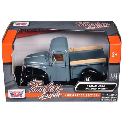 1942-47 "Jailbar Pickup Truck Blue and Black Timeless Legends Series 1/24 Diecast Model Car by Motormax 79388BL