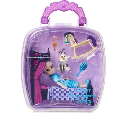 Disney Store Official Princess Elsa Once Upon a Story Mini Doll Playset - Frozen, 5 Inch Princess Dolls for Girls, 4 Year Old Birthday Gift
