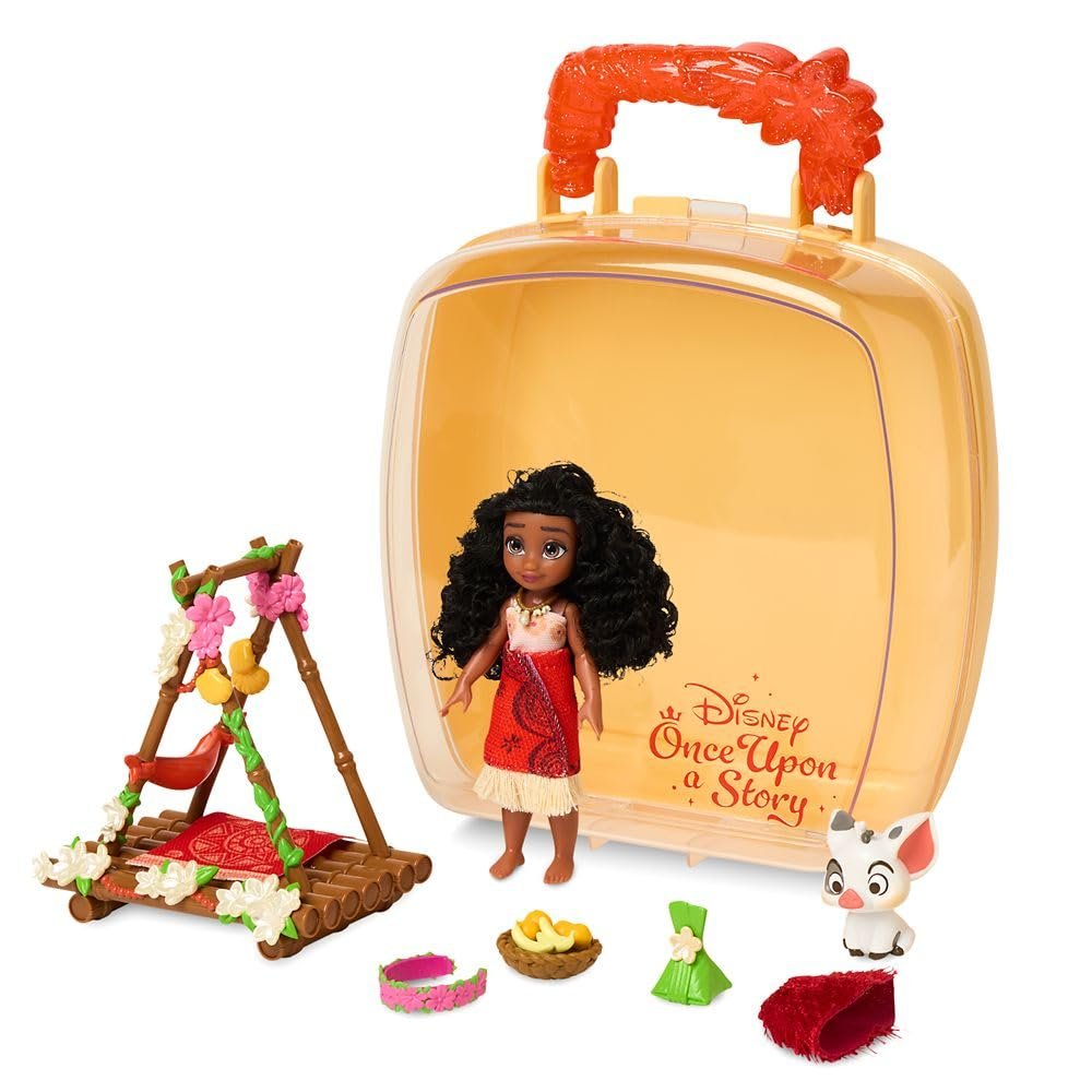 Disney Store Dolls Princess Moana Once Upon a Story Mini Doll Playset, 5 Inch Princess Dolls, Girl Toys, Princess Toys, 4 Year Old Girl Birthday Gifts