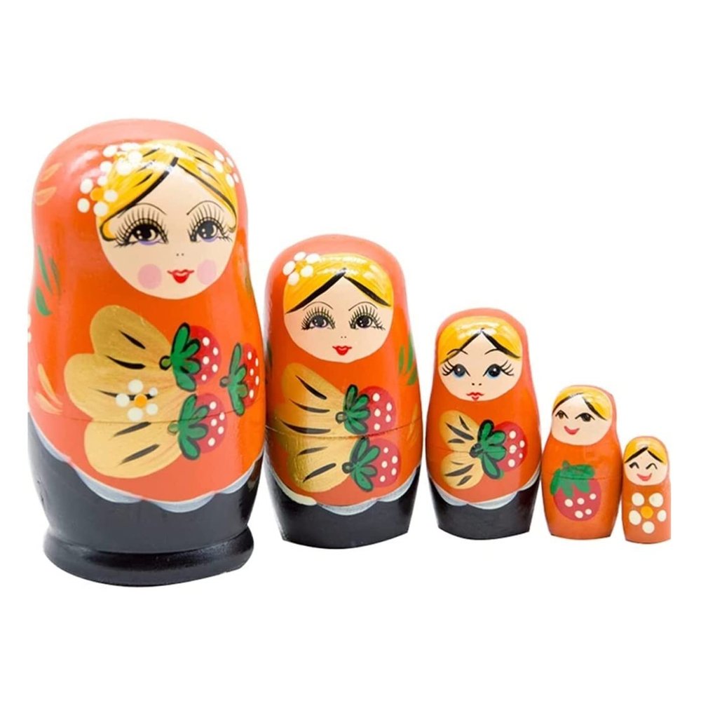 NMGMJQ Matryoshka Stacking Dolls 5 Pcs Matryoshka Wooden Nesting Doll Home Decor Collection Cute Style Hand Painted Stacking Doll Matryoshka Doll Russian, 6.5*12cm