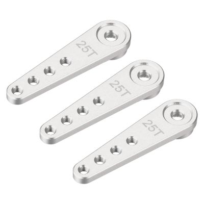 MECCANIXITY 3 Pcs Aluminum Servo Horn Long 25T Steering Arm 37mm Length Silver Suitable for DIY RC Car/Boat/AirplanesBoat Model Accessories