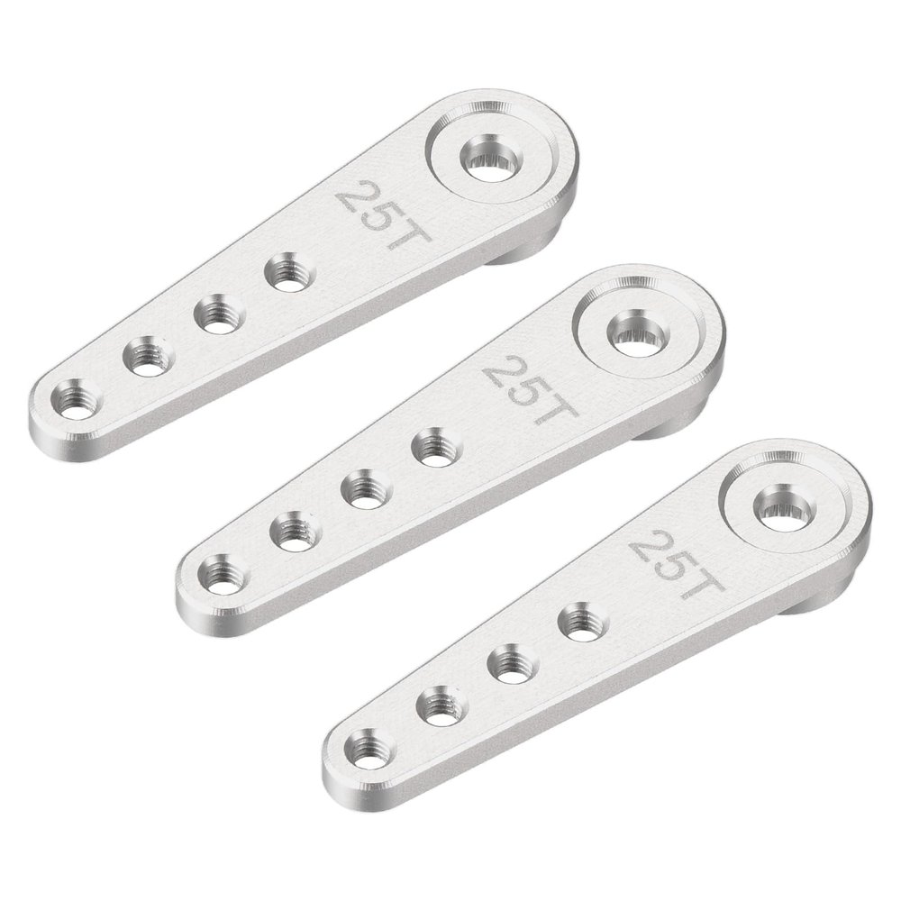 MECCANIXITY 3 Pcs Aluminum Servo Horn Long 25T Steering Arm 37mm Length Silver Suitable for DIY RC Car/Boat/AirplanesBoat Model Accessories
