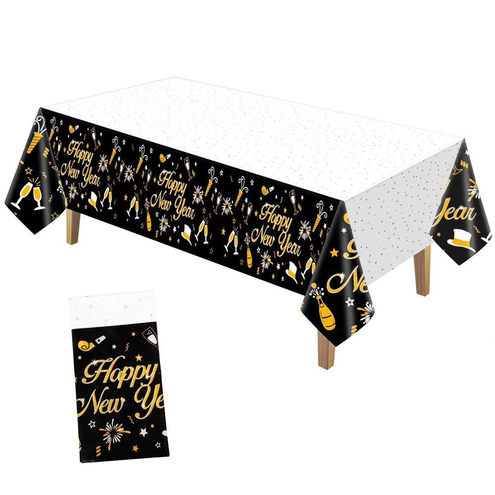 Tudniky Happy New Year Plastic Table Cloth for Parties, 2026 Disposable Table Cover, Plastic Party Table Clothes Decorations Supplies.(108L X 54W)