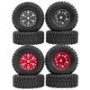 2et 1.0" SCX24 Beadlock Wheels 7mm Hex Wheel Rims & Rubber Crawler Tires Set view 1