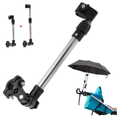 1PC Umbrella Holder for Stroller Bike Umbrella Clamp 360 Adjustable Retractable Umbrella Holder Stainless Steel Stand Pram Umbrella Holder for Wheelchair Fishing Golf Trolley