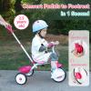 Liberry 2 in 1 Toddler Tricycle Age 2 3 4 Years Old, Kids Trike with Adjustable Push Handle, Bell & Basket, 3 Wheel Bike Riding Toy Birthday Gift for Girls Boys, Pink view 3