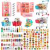 164Pcs Mini Shopping Cart Basket Miniature Food Drink Toy Supermarket Metal Handcart Trolley DollHouse Store Grocery Accessories Kitchen Play Game Party Model Shelves Cash Register Refrigerator Fridge view 1