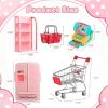 164Pcs Mini Shopping Cart Basket Miniature Food Drink Toy Supermarket Metal Handcart Trolley DollHouse Store Grocery Accessories Kitchen Play Game Party Model Shelves Cash Register Refrigerator Fridge view 3