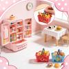 164Pcs Mini Shopping Cart Basket Miniature Food Drink Toy Supermarket Metal Handcart Trolley DollHouse Store Grocery Accessories Kitchen Play Game Party Model Shelves Cash Register Refrigerator Fridge view 4