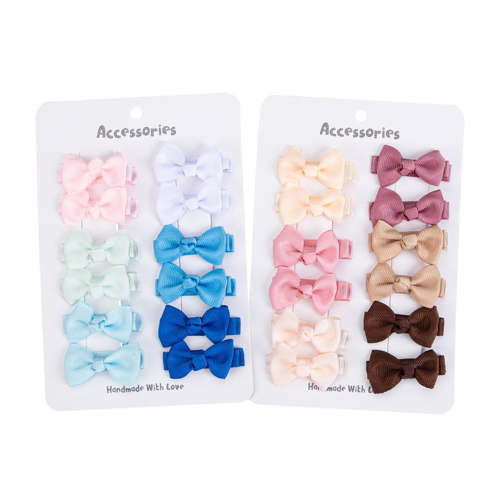 24 Pcs Baby Hair Clips Fully Lined Baby Bows Clips Mini Hair Barrettes for Baby Girls Infant Fine Hair