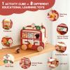 Etucdose Wooden Activity Cube 8-in-1 Montessori Toys | Multifunctional Early Educational Learning Toys | Wooden Toy for Baby Shape Sorter Xylophone Animal Travel Bus Boy Girl Birthday GiftRed Bus view 2