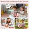 Etucdose Wooden Activity Cube 8-in-1 Montessori Toys | Multifunctional Early Educational Learning Toys | Wooden Toy for Baby Shape Sorter Xylophone Animal Travel Bus Boy Girl Birthday GiftRed Bus view 3