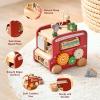 Etucdose Wooden Activity Cube 8-in-1 Montessori Toys | Multifunctional Early Educational Learning Toys | Wooden Toy for Baby Shape Sorter Xylophone Animal Travel Bus Boy Girl Birthday GiftRed Bus view 4