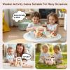 Etucdose Wooden Activity Cube 8-in-1 Montessori Toys | Multifunctional Early Educational Learning Toys | Wooden Toy for Baby Shape Sorter Xylophone Animal Travel Bus Boy Girl Birthday GiftBeige Bus view 3