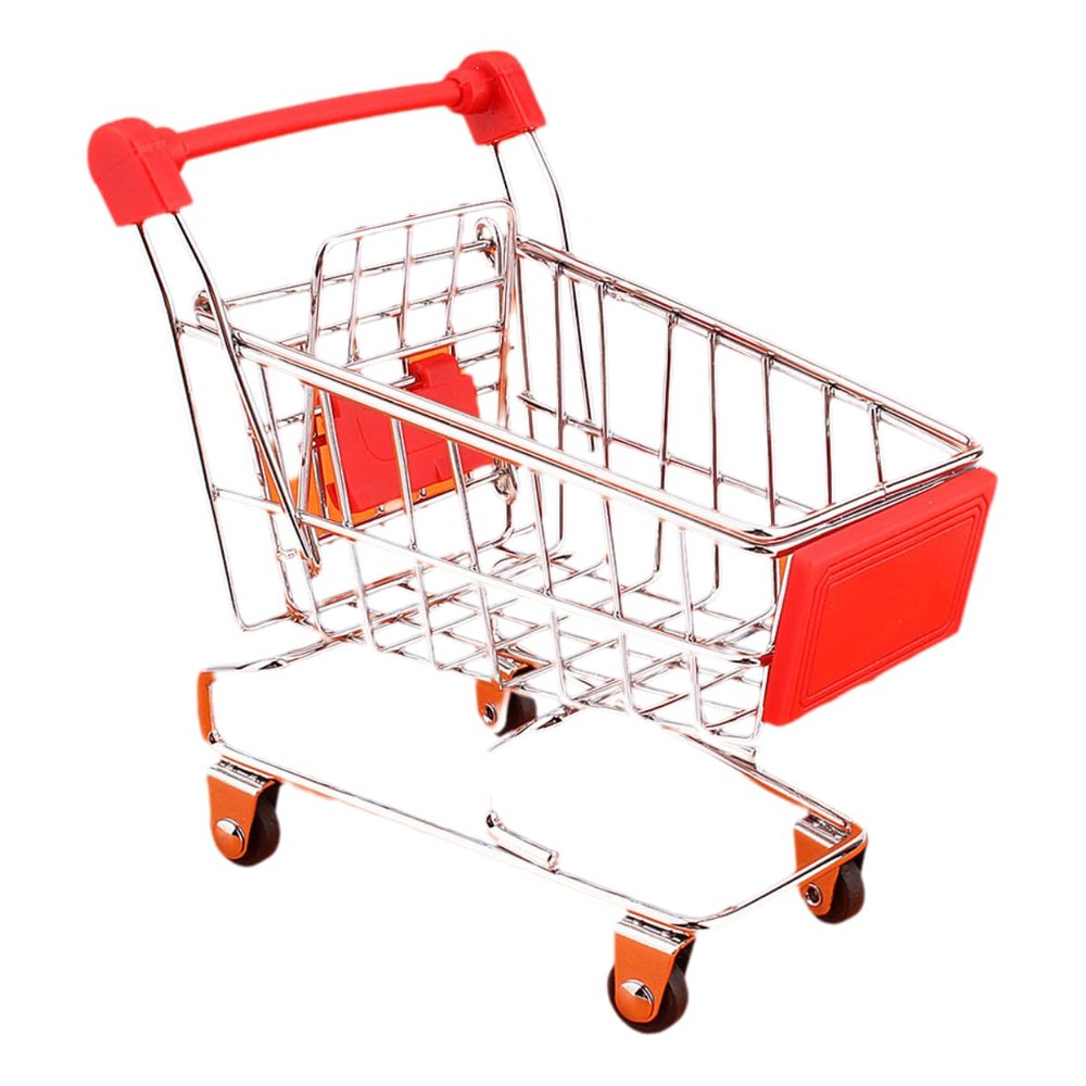 Mini Shopping Cart Supermarket Cart,Shopping Cart Toy Handcart Trolley Toy Dolls Shopping Store Dollhouse Grocery Trolley Model Dollar Bills Small Shelves