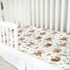 Baby Animals Crib Sheets 52''x28'' Squirrels Deer Fall Leaves Stretchy Fitted Crib Mattress Cover for Boy Girl Baby Animals Forest Soft Bed Sheets for for Standard Crib and Toddler Mattress view 3