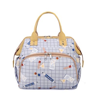 Lmbabter Baby Diaper Bag Backpack Waterproof Multi-Function Convertible Small Smart Diaper Tote Bag Daypack for Mom (Grey)