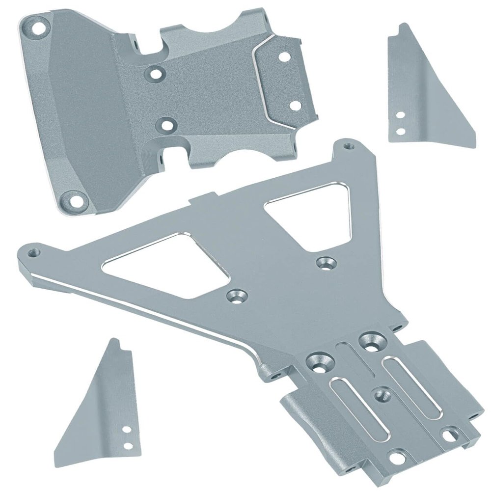 RCMYou RC Aluminum Front Rear Bulkhead Upgrades Part for 1/10 Slash LCG 4X4 Ultimate,Rally Brushless,Alloy Front Bulkhead Rear Bulkhead Hop Ups,Titanium