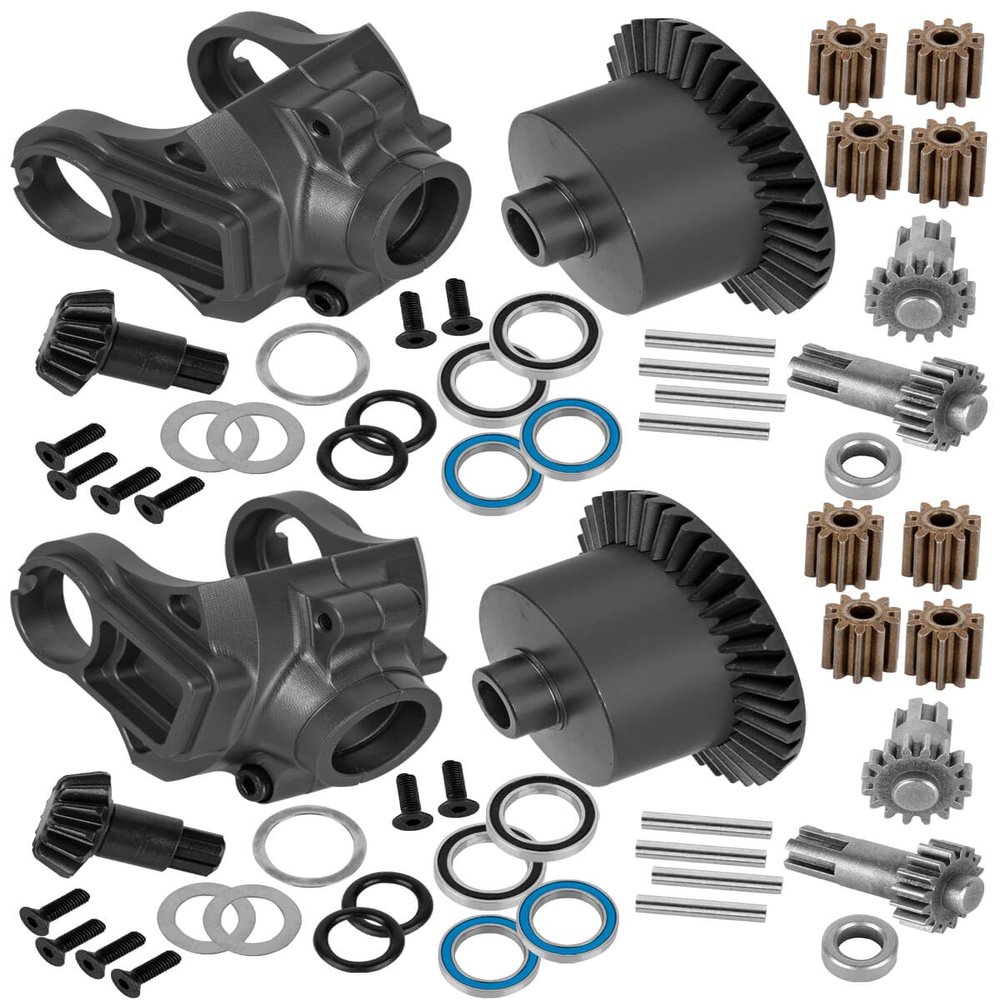 RCMYou RC Front & Rear Diff & Diff Cover Case Upgrades Part for 1/10 Big Rock Vorteks Granite Senton 3S BLX 1/8 Infraction Typhon Vendetta 3S BLX,Differential & Diff Cover Case,Black