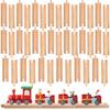 Kugliwa 40 Pack Straight Train Track Wood Railway Train Track Bulk Wooden Train Track Expansion Compatible with Most Train Tracks, As Shown in the Pictures view 1