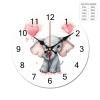 NTVOWPZO 16 Inch Wall Clock Cute Cartoon Baby Elephant Hold Heart Battery Operated Wall Clocks Silent Non-Ticking Round Wall Clock for Living Room Kitchen Home Office Wall Decorative Clock view 2