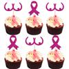 24 Pack Breast Cancer Awareness Cupcake Toppers Glitter Ribbon Fight Beliveve Hope Cupcake Picks Believe Hope Pink Ribbon Cupcake Decorations Party Supplies Pink view 1