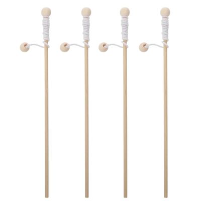BEAHING Wooden Magnet Fishing Poles Magnetic Catching Rod Tool for Kindergarten Preschool Kids 4PCS, Fish Catching Tool, Standard