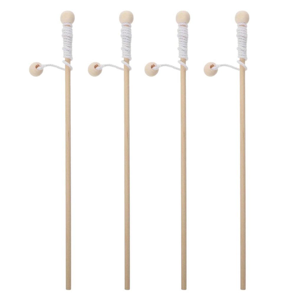 BEAHING Wooden Magnet Fishing Poles Magnetic Catching Rod Tool for Kindergarten Preschool Kids 4PCS, Fish Catching Tool, Standard