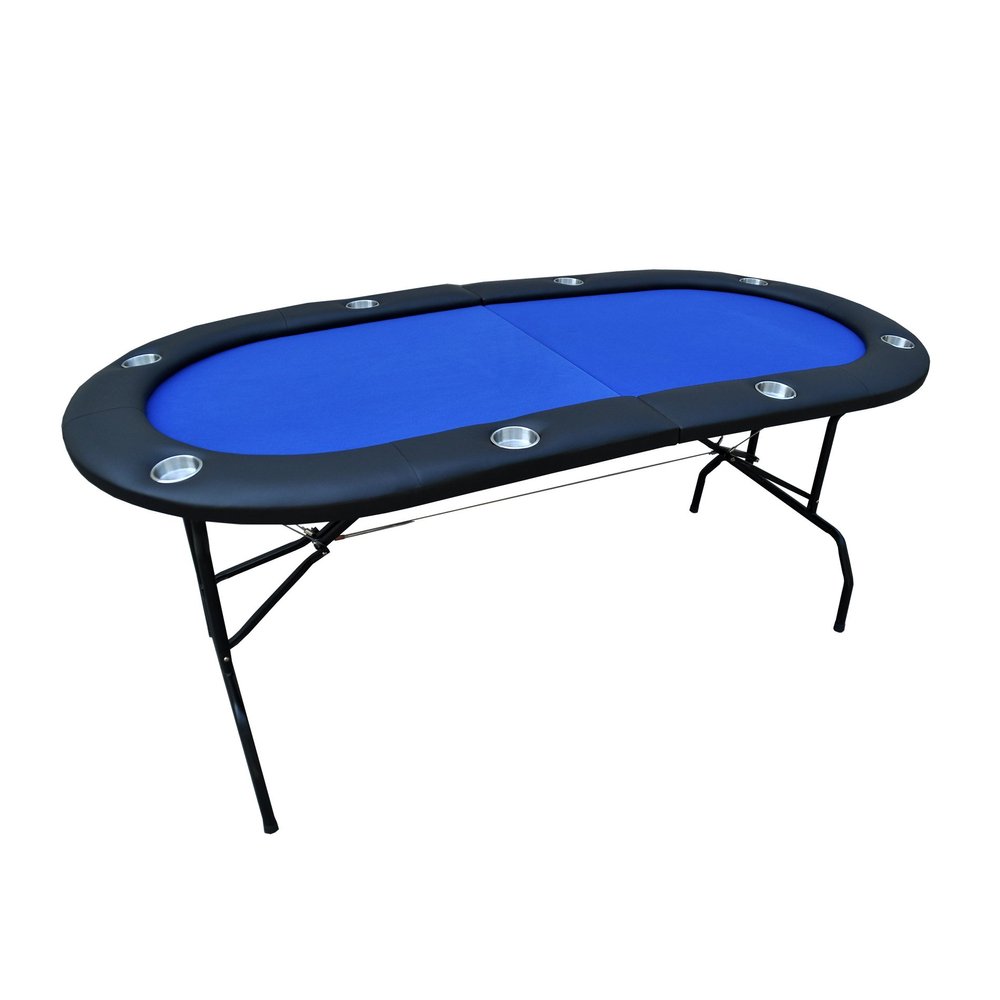 1-73inch Oval Light Series GREEN Felt Foldable Casino Game Poker Table,Blue