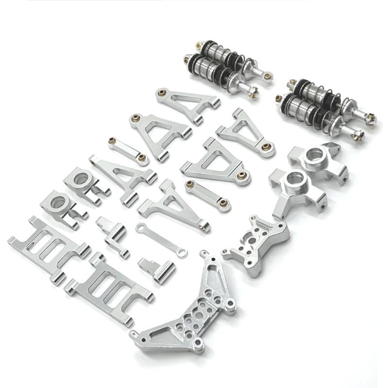 JOYSOG RC Parts for Hyper Go 1/14 14301 14302 14303 Front & Rear Shock absorbers Swing Arm Steering Cup Tie Rod Kit Upgrade Parts (Silver)