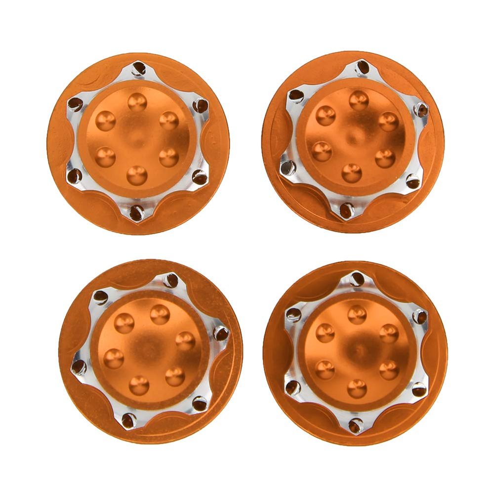 4Pcs RC Hub Nut, 17mm Aluminium Alloy RC Car Wheel Accessory, Dust Proof Hub Nut for 1/8 RC Car Model (Orange)