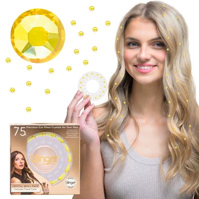 blinger Shimmer Crystal Refill Pack as seen on Shark Tank | 5 Discs 75 Precision-Cut Glass Crystals | Hair-Safe Accessories | Styling Tool Not Included| Daisy 4 mm