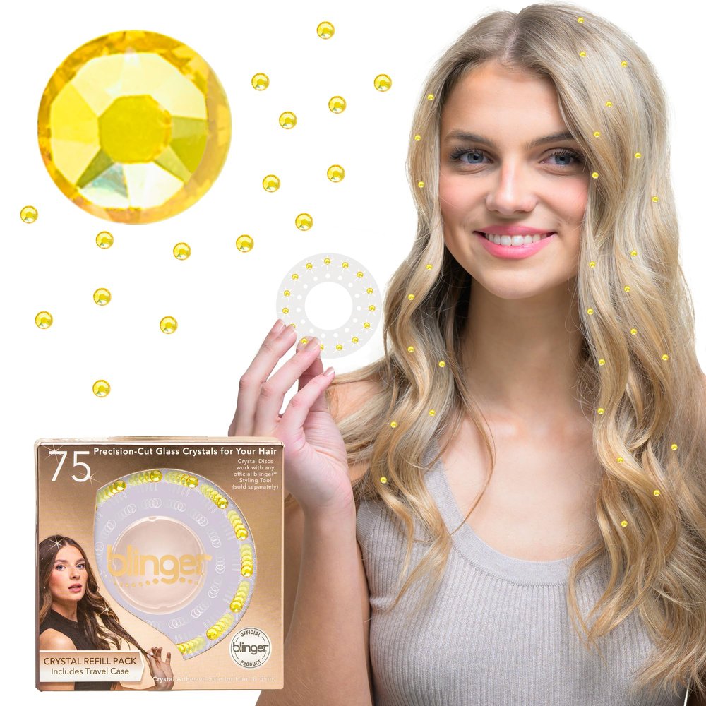 blinger Shimmer Crystal Refill Pack as seen on Shark Tank | 5 Discs 75 Precision-Cut Glass Crystals | Hair-Safe Accessories | Styling Tool Not Included| Daisy 4 mm