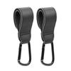 Stroller Hooks,Leather Strap Hook for Hanging Diaper Bag,2-Pack Universal Hooks for Pram,Wheelchair,Car,Shopping and Pet Cart (Black) view 1