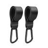 Stroller Hooks,Leather Strap Hook for Hanging Diaper Bag,2-Pack Universal Hooks for Pram,Wheelchair,Car,Shopping and Pet Cart (Black) view 2