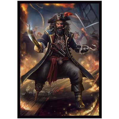 Fantasy North - Roger Vancliffe - Merciless Captain - 100 Smooth Matte TCG Trading Card Sleeves - Pirates - Fits Magic MTG Commander Pokemon and Other Card Games - Playing Card Sleeves