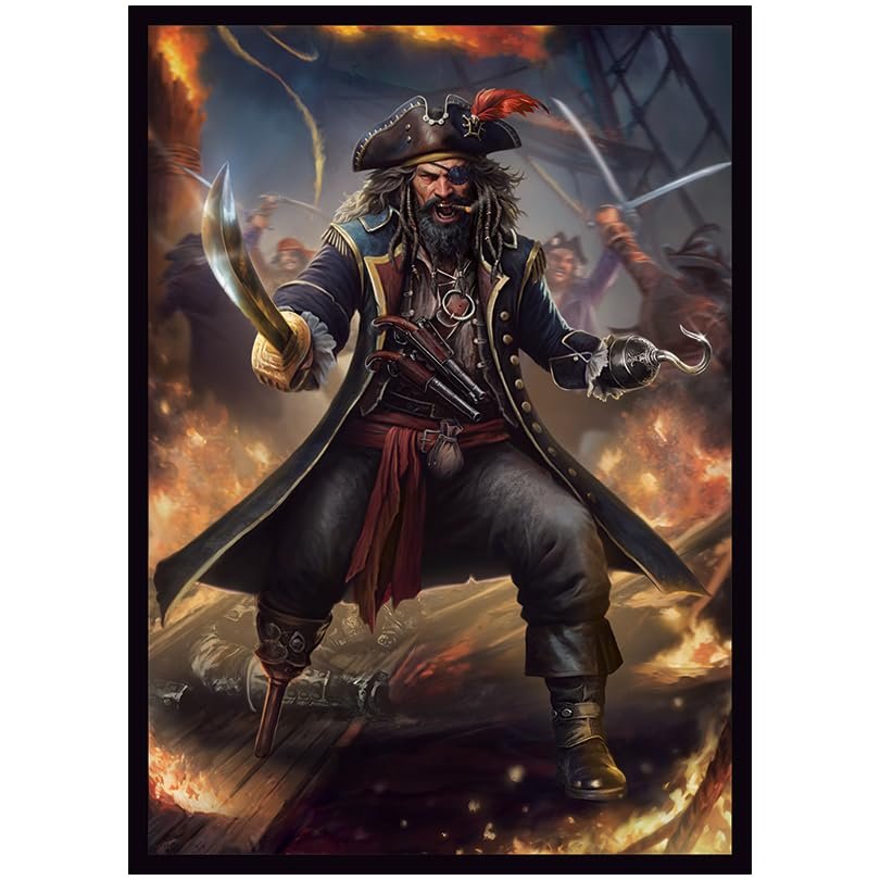 Fantasy North - Roger Vancliffe - Merciless Captain - 100 Smooth Matte TCG Trading Card Sleeves - Pirates - Fits Magic MTG Commander Pokemon and Other Card Games - Playing Card Sleeves